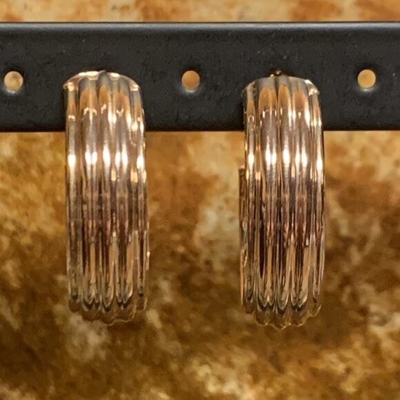 Milor Bronze Hoop Earrings in Rose Gold Made in Italy - Picture 2 of 9